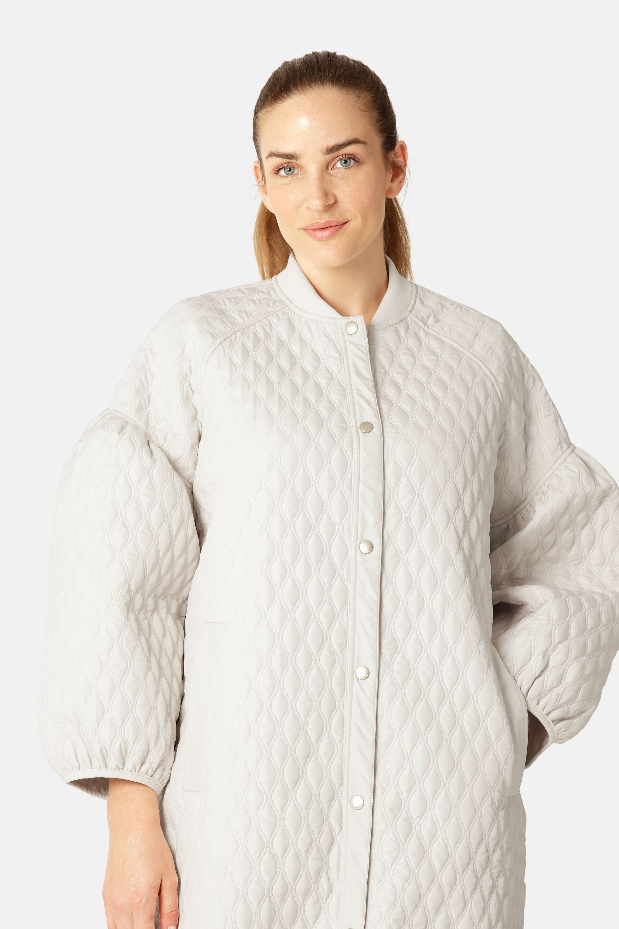 Veste matelassée longue - Crème au lait